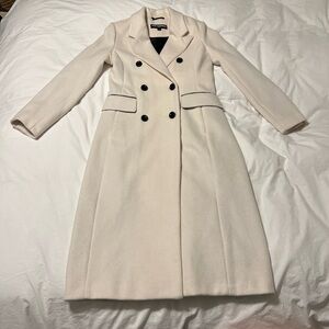 Karl Lagerfeld Paris Double Breasted Wool Blend Off-white Coat Size X-Small.